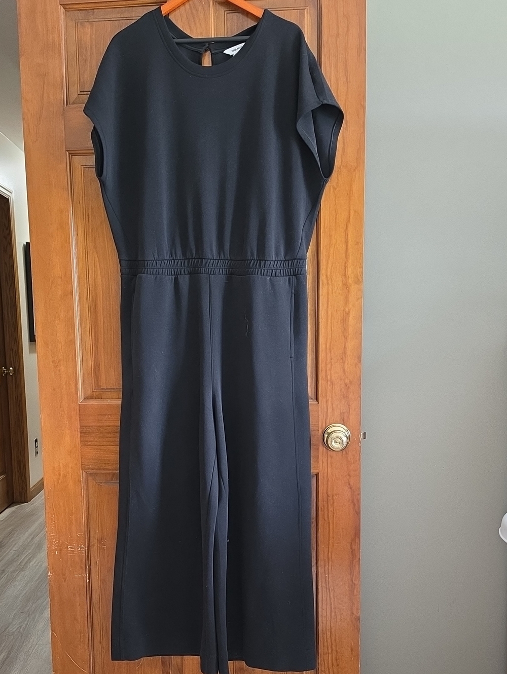 SPANX Black Wide-Leg Cropped Air Essential Jumpsuit